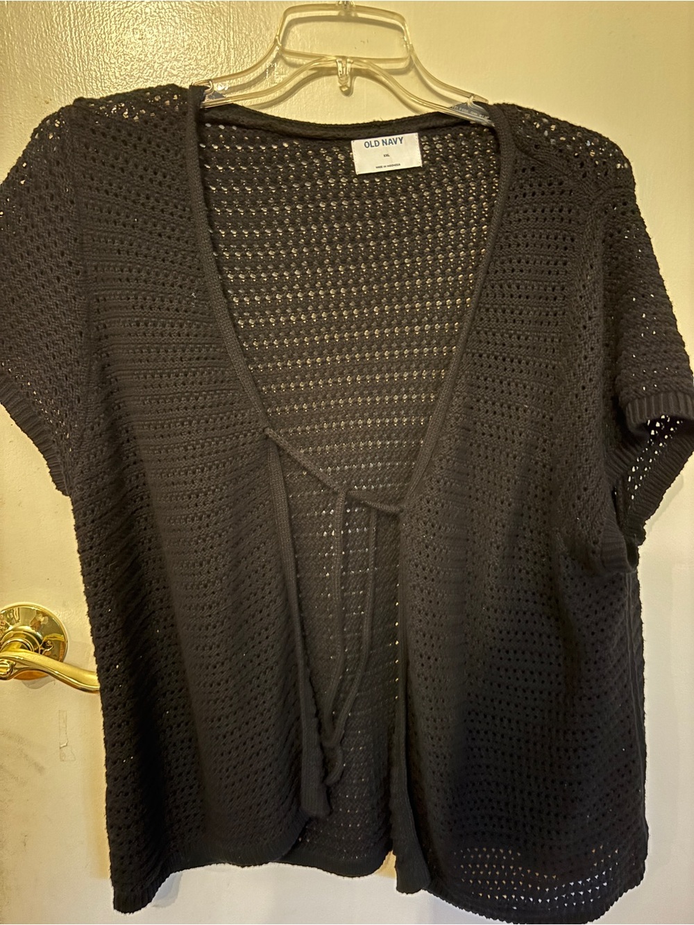 Old Navy Black Open-Knit Short Sleeve Cardigan XXL